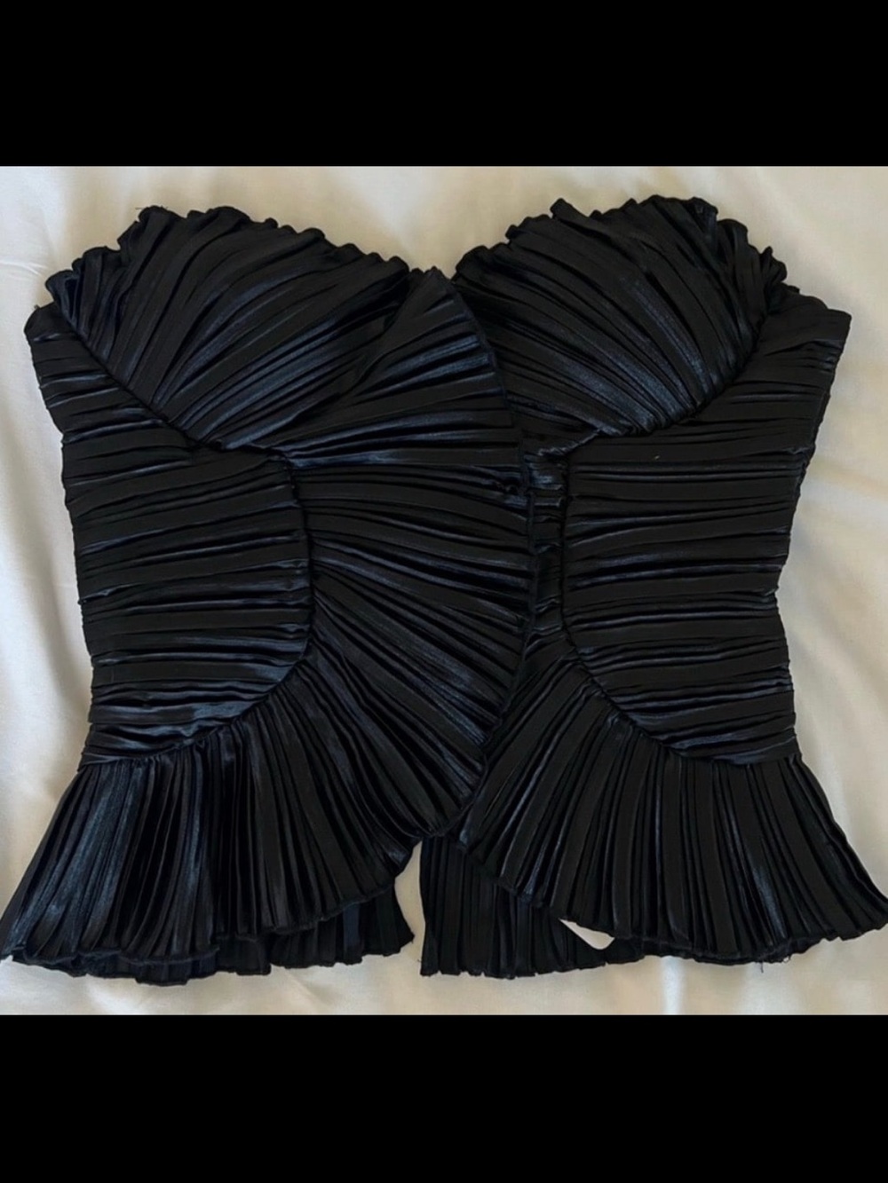 Black Pleated Strapless Bustier Top